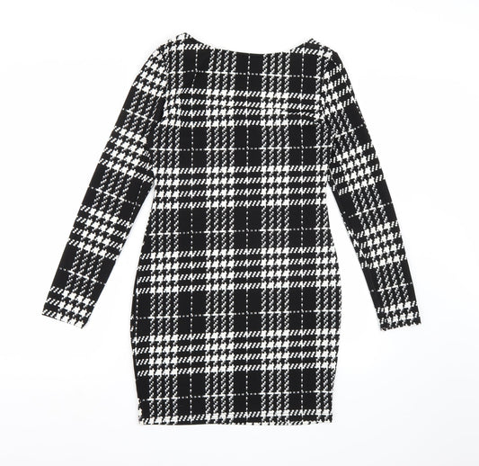 SheIn Womens Black Check  A-Line  Size M