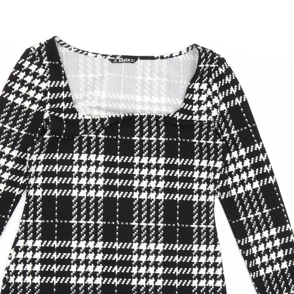 SheIn Womens Black Check  A-Line  Size M