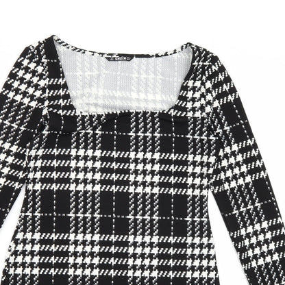 SheIn Womens Black Check  A-Line  Size M