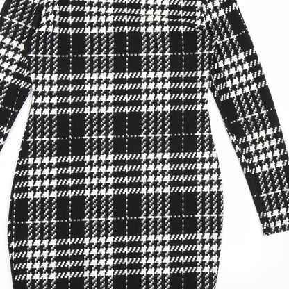 SheIn Womens Black Check  A-Line  Size M