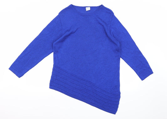 Mitzy Womens Blue  Knit Pullover Jumper Size M  - Assymetric