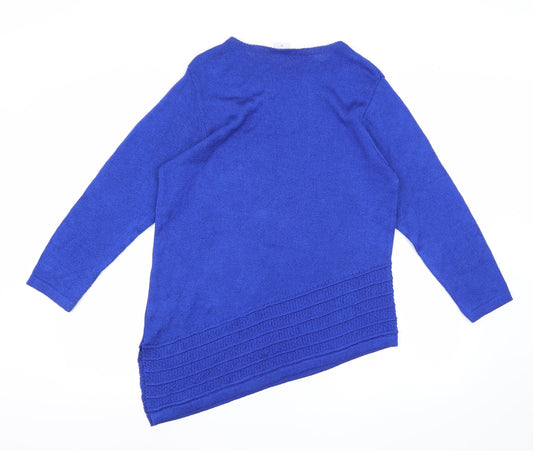 Mitzy Womens Blue  Knit Pullover Jumper Size M  - Assymetric