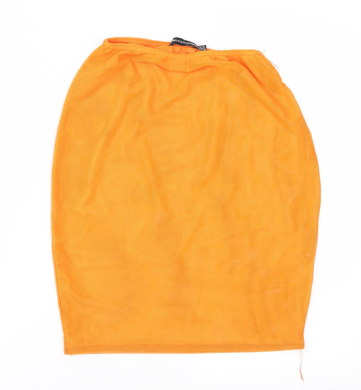 PRETTYLITTLETHING Womens Orange  Mesh Straight & Pencil Skirt Size 10
