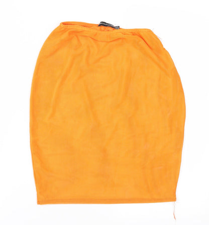 PRETTYLITTLETHING Womens Orange  Mesh Straight & Pencil Skirt Size 10