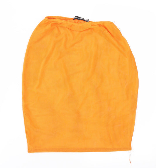 PRETTYLITTLETHING Womens Orange  Mesh Straight & Pencil Skirt Size 10