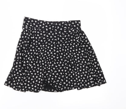 Clockhouse Womens Black Floral  Skater Skirt Size S