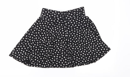 Clockhouse Womens Black Floral  Skater Skirt Size S