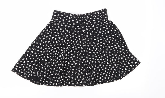 Clockhouse Womens Black Floral  Skater Skirt Size S