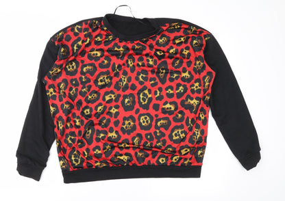 Primark Womens Red Animal Print Blended Fabric Pullover Sweatshirt Size 10