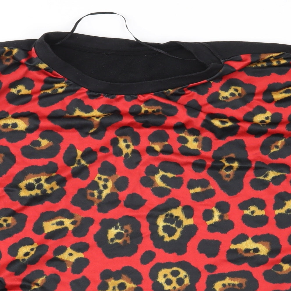 Primark Womens Red Animal Print Blended Fabric Pullover Sweatshirt Size 10