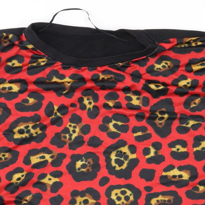 Primark Womens Red Animal Print Blended Fabric Pullover Sweatshirt Size 10