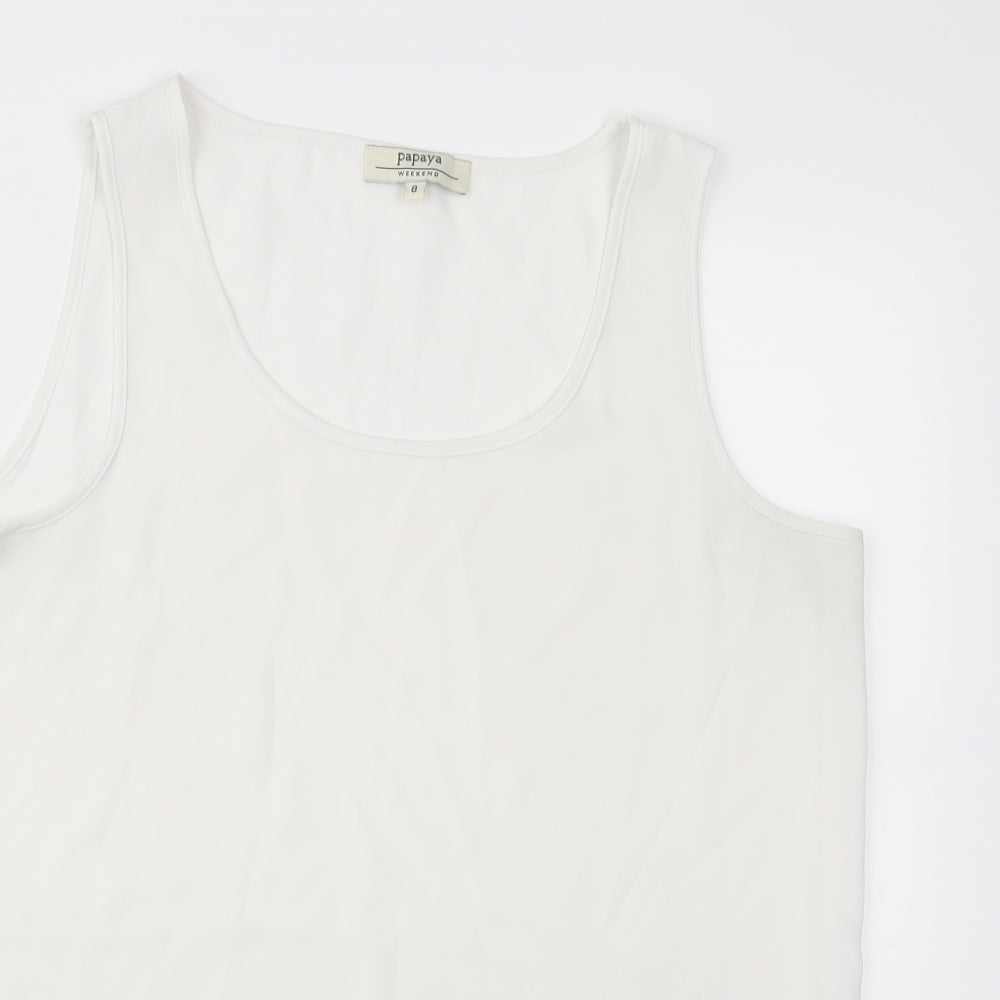 Papaya Womens White  Chiffon Basic Blouse Size 8