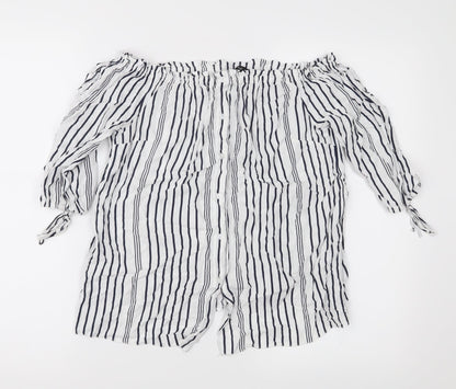 F&F Womens White Striped  Basic Blouse Size 8