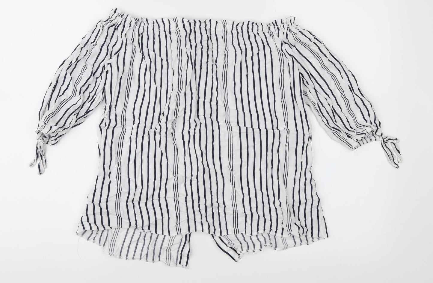 F&F Womens White Striped  Basic Blouse Size 8