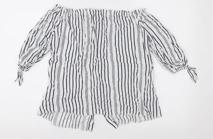 F&F Womens White Striped  Basic Blouse Size 8