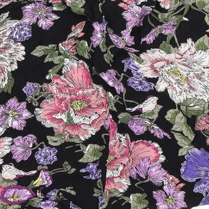New Look Womens Black Floral  Hot Pants Shorts Size 8