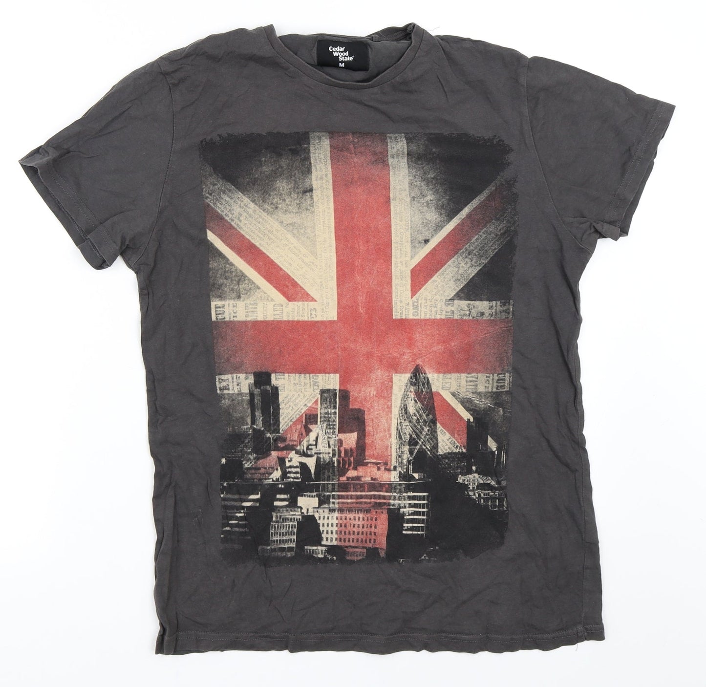 Mens UK Size M Cedar Wood State Grey  T-Shirt