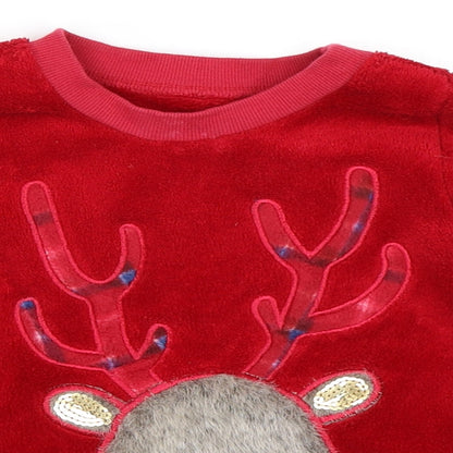 Matalan Girls Red   Pullover Sweatshirt Size 5 Years  - Christmas reindeer