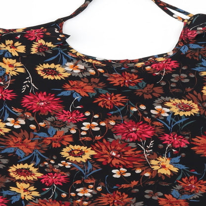Primark Womens Black Floral  Tunic Blouse Size 14