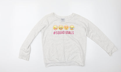 Preworn Girls Grey   Pullover Sweatshirt Size 11-12 Years
