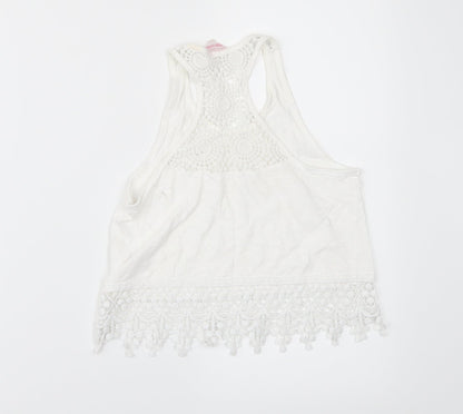 Miss E-vie Girls White   Basic T-Shirt Size 9-10 Years