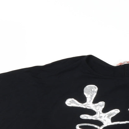 BlueZoo Girls Black   Basic Blouse Size 7-8 Years  - Reindeer