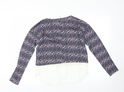 YD Girls Blue Floral  Pullover Jumper Size 12-13 Years
