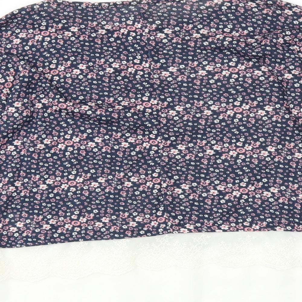 YD Girls Blue Floral  Pullover Jumper Size 12-13 Years