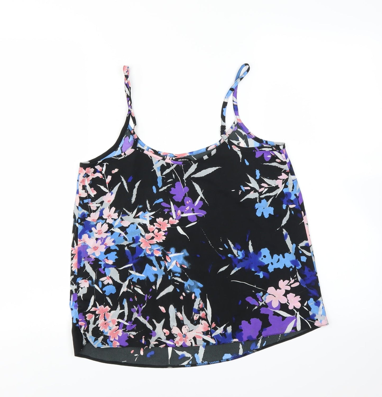 George Womens Black Floral  Camisole Blouse Size 8