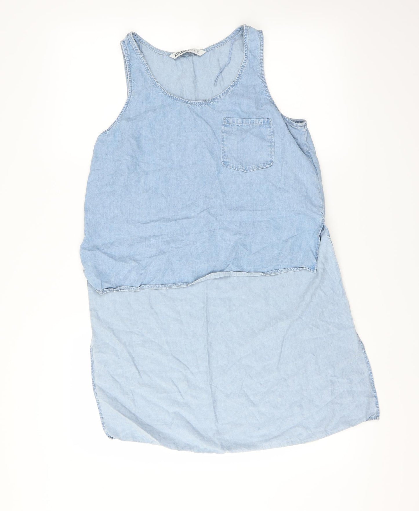 Womens UK Size M Zara Blue Basic Blouse