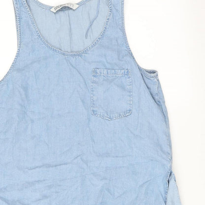 Womens UK Size M Zara Blue Basic Blouse