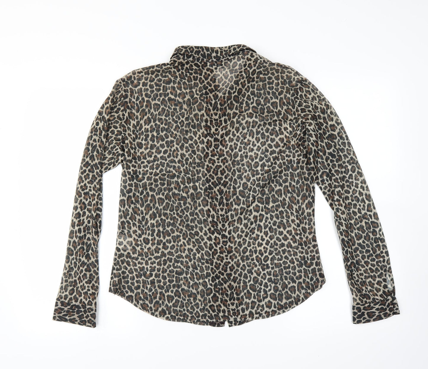 Primark Womens Brown Animal Print  Basic Blouse   - sheer