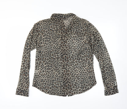 Primark Womens Brown Animal Print  Basic Blouse   - sheer