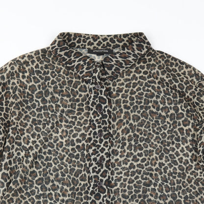 Primark Womens Brown Animal Print  Basic Blouse   - sheer