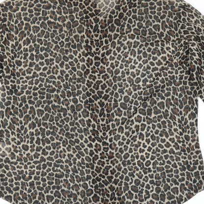 Primark Womens Brown Animal Print  Basic Blouse   - sheer