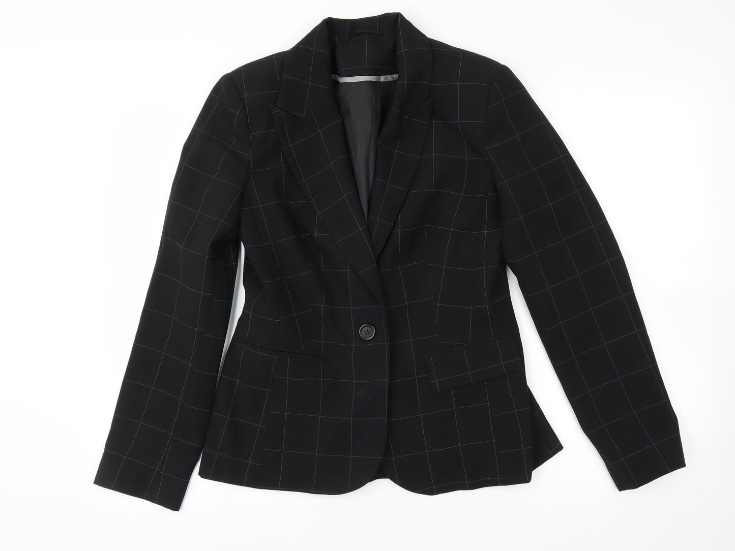 New Look Womens Black Check  Jacket Suit Jacket Size 12