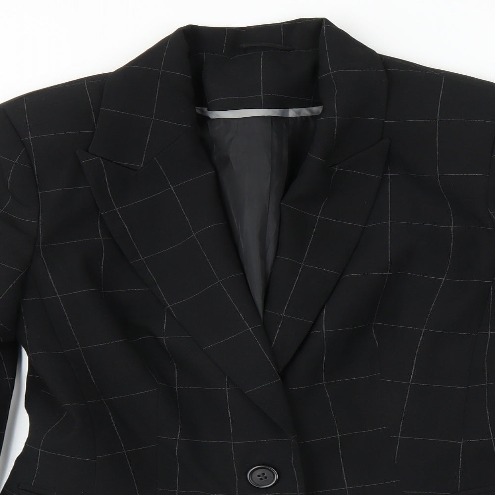 New Look Womens Black Check  Jacket Suit Jacket Size 12