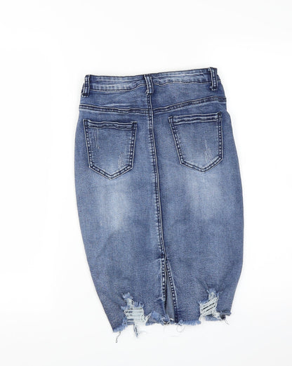 Girl VIVI Womens Blue   Straight & Pencil Skirt Size 8  - DISTRESSED