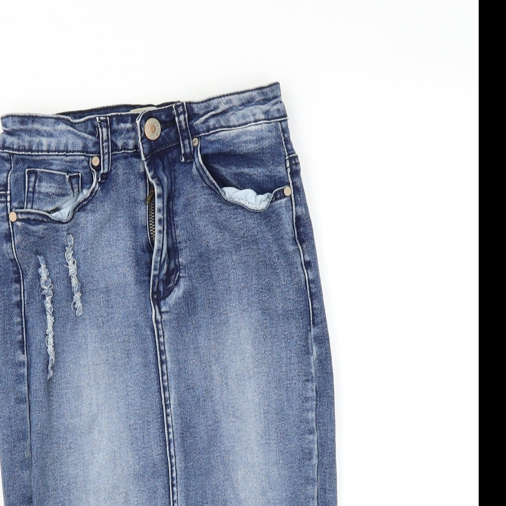 Girl VIVI Womens Blue   Straight & Pencil Skirt Size 8  - DISTRESSED