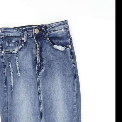 Girl VIVI Womens Blue   Straight & Pencil Skirt Size 8  - DISTRESSED