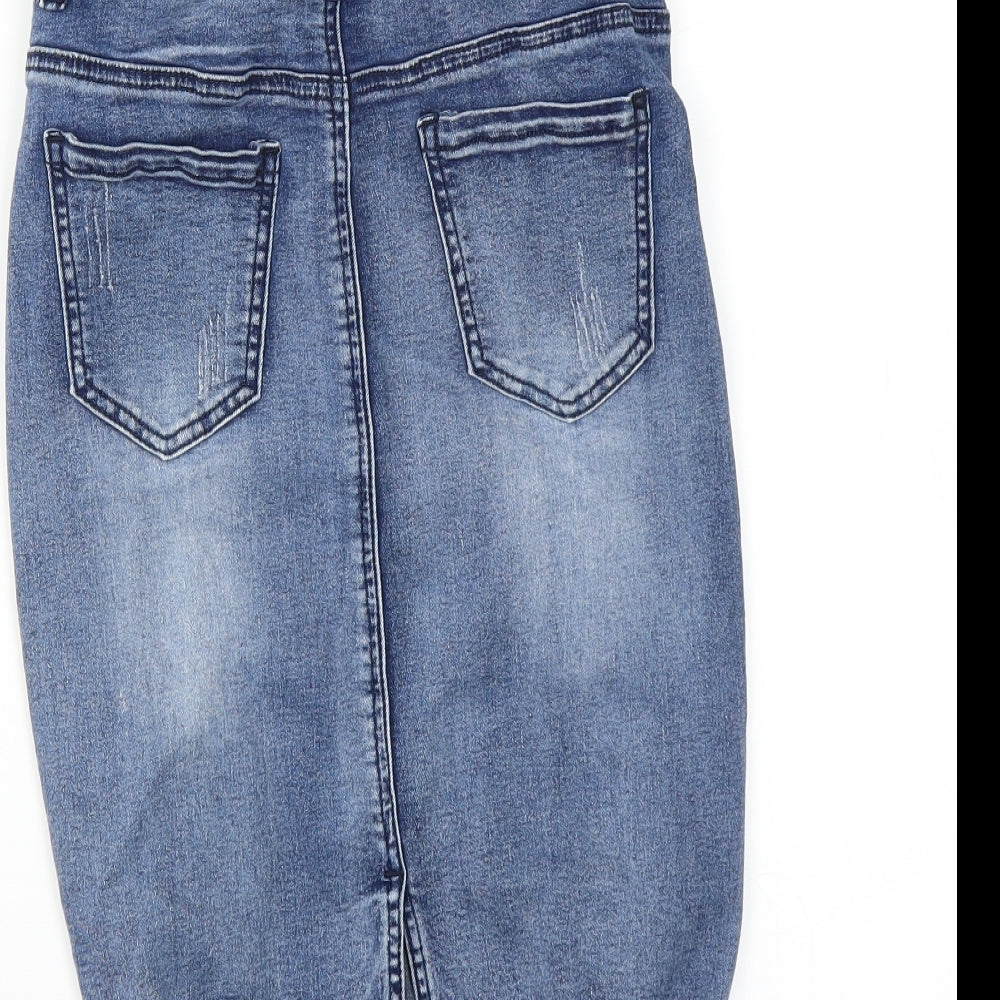Girl VIVI Womens Blue   Straight & Pencil Skirt Size 8  - DISTRESSED