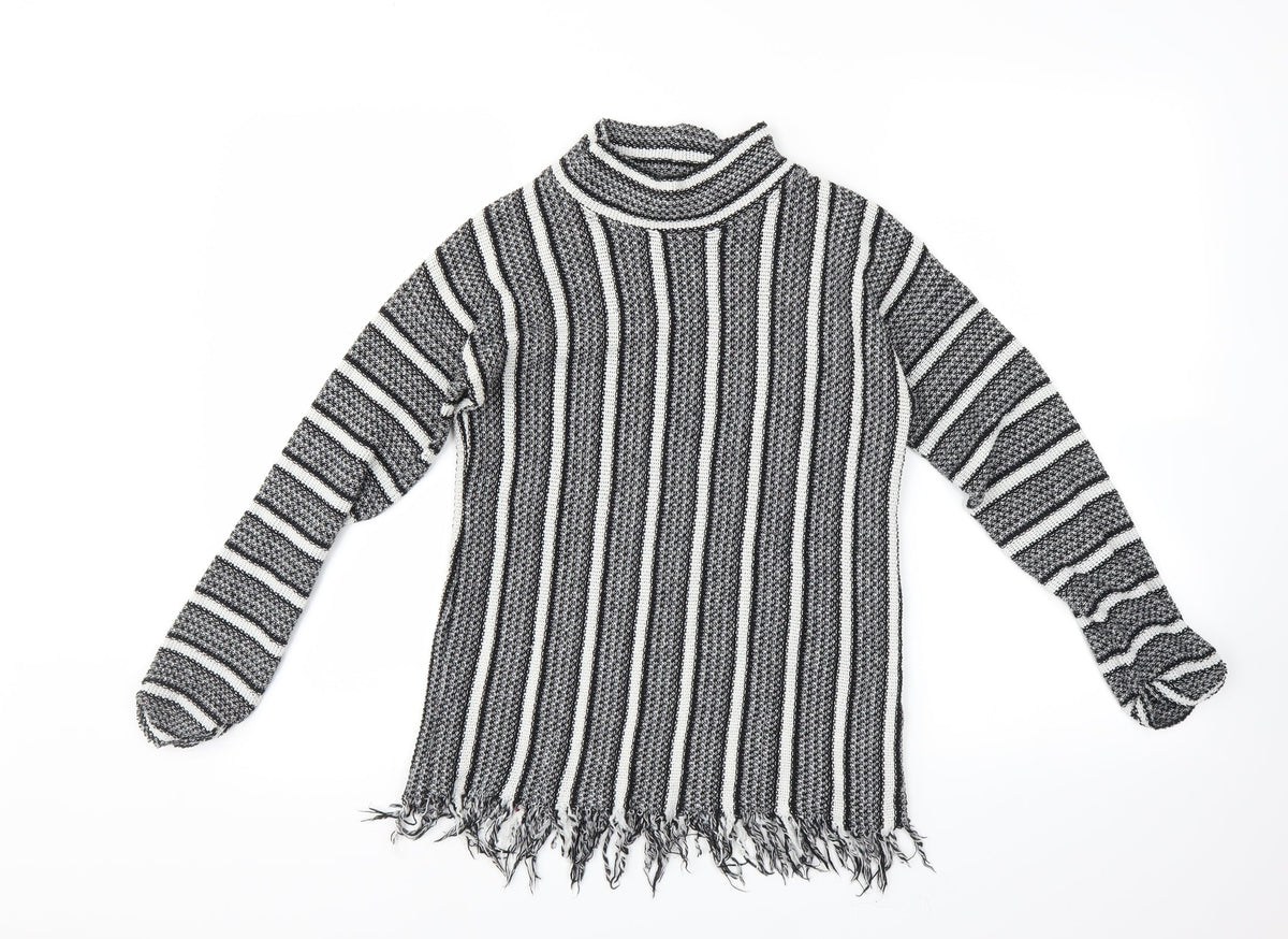 Topshop Womens Black Striped  Pullover Jumper Size 8