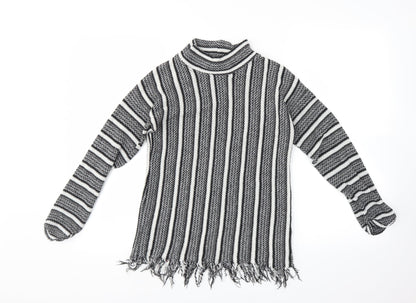 Topshop Womens Black Striped  Pullover Jumper Size 8