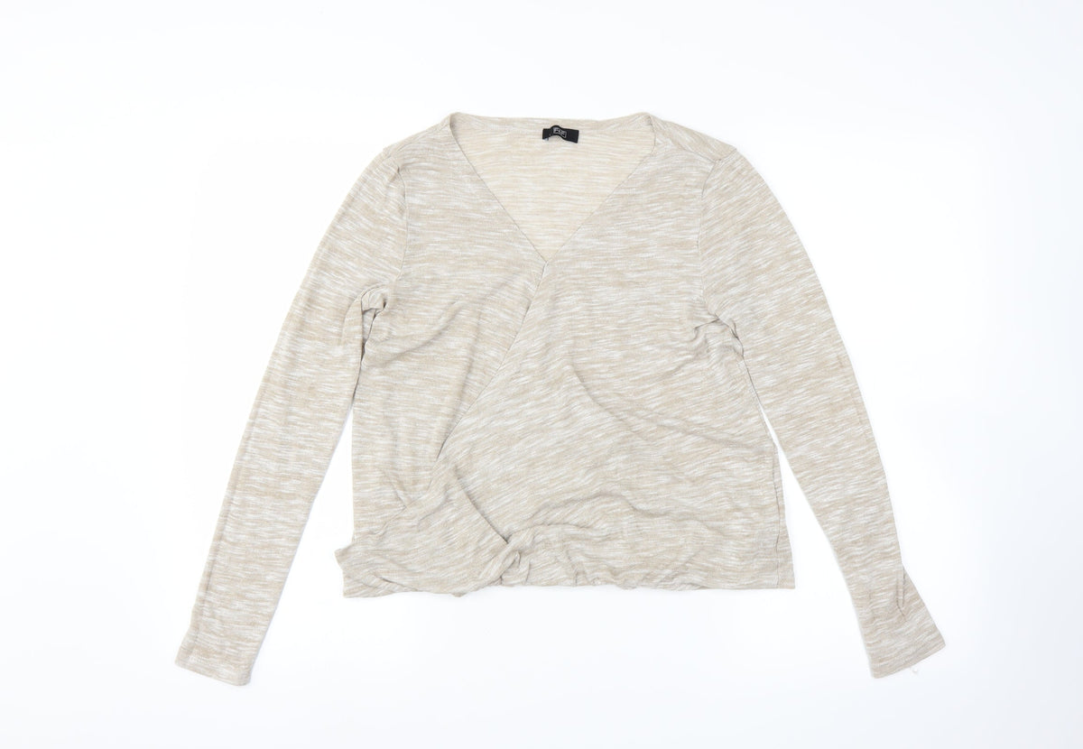 F&F Womens Beige   Pullover Jumper Size 10  - wrap detail
