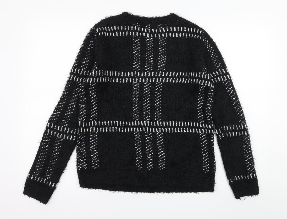 Forever 21 Womens Black Check Knit Pullover Jumper Size S