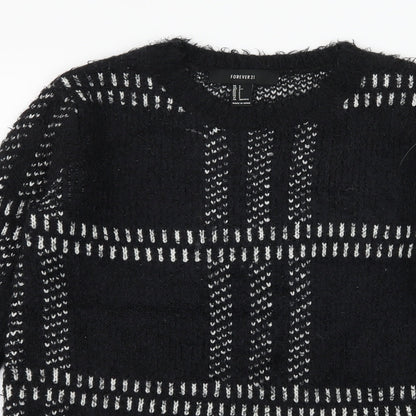 Forever 21 Womens Black Check Knit Pullover Jumper Size S