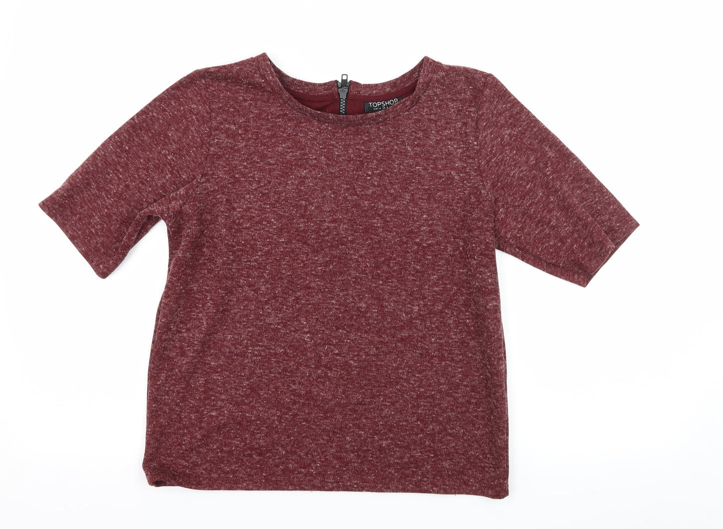 Womens UK Size 8 Topshop Red Basic T-Shirt