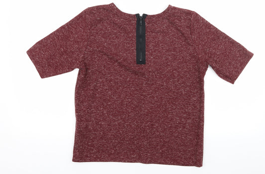 Womens UK Size 8 Topshop Red Basic T-Shirt
