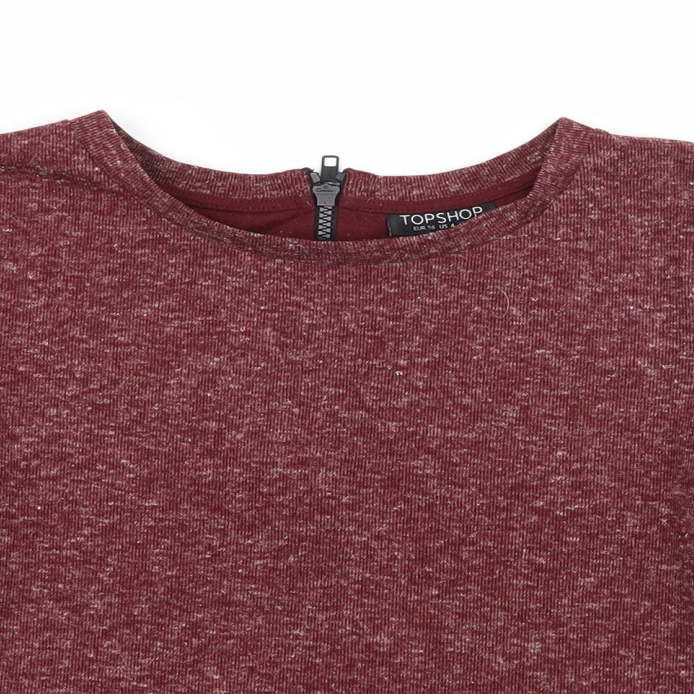 Womens UK Size 8 Topshop Red Basic T-Shirt