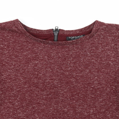 Womens UK Size 8 Topshop Red Basic T-Shirt